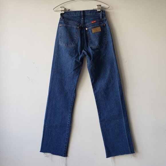 Wrangler Cowboy Cut Slim Fit Prewashed Indigo Raw Hem Rigid Denim Jeans 14MWZG - Picture 3 of 6